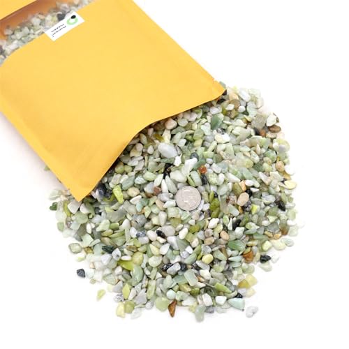 Premium Pebbles Rocks for Plants. Green Jade Decorative Polished Pebbles. 1/5 Inch – 2 lbs for Garden, Vase fillers, Crafting, Succulents, pots, Plants (Mini (0.2 Inch), Green Jade - Polished, 2)
