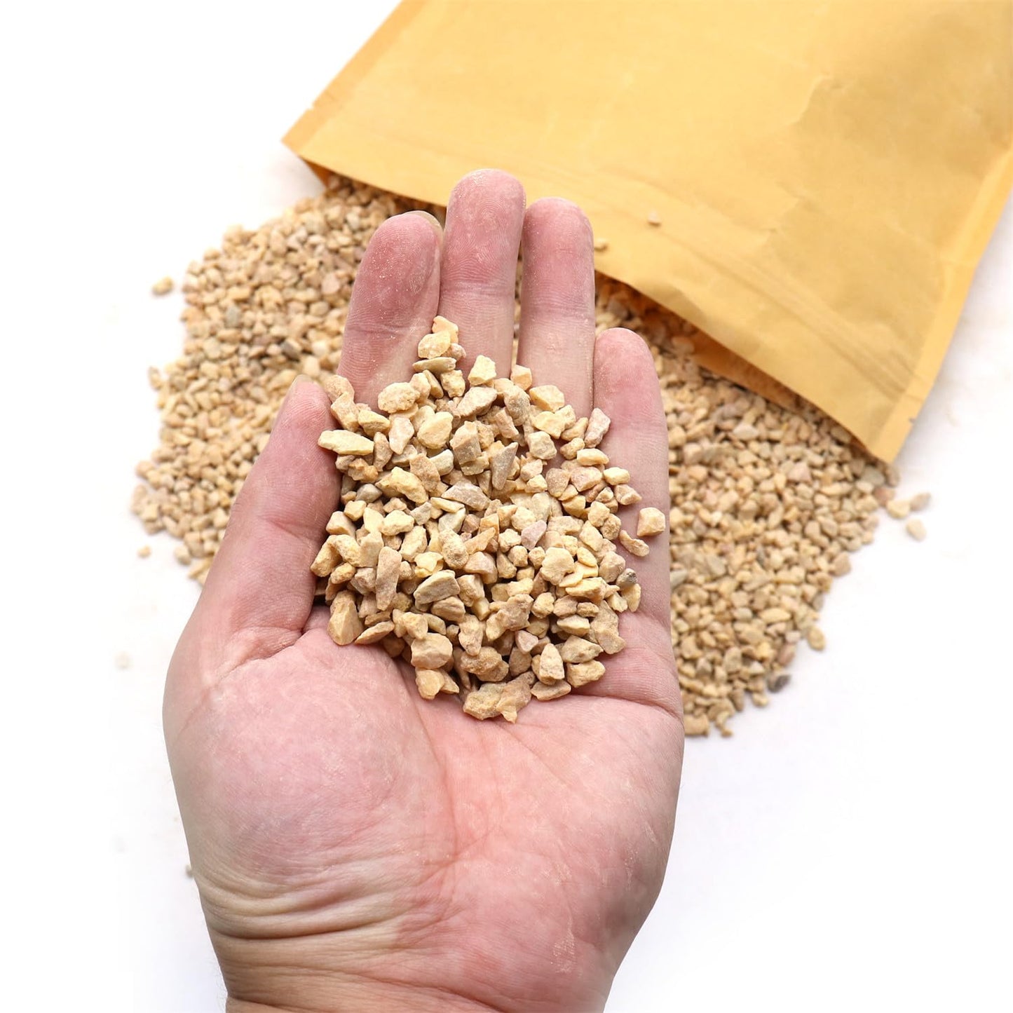 Premium Pebbles Coarse Sand. Light Brown Color. 1/8 Inch 10 lbs. for Potting Soil, Succulents, Pots, Plants, Gardening, Indoor, Crafting, Vase Fillers (X-Mini, COARSE Sand - Light Brown, 10)