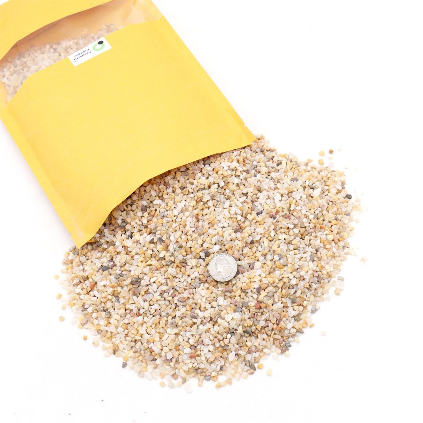 Premium Pebbles Coarse Sand. Golden Color. 1/8 Inch 2 lbs. for Potting Soil, Succulents, Pots, Plants, Gardening, Indoor, Crafting, Vase Fillers (X-Mini (0.125 Inch), COARSE Sand - Golden, 2)