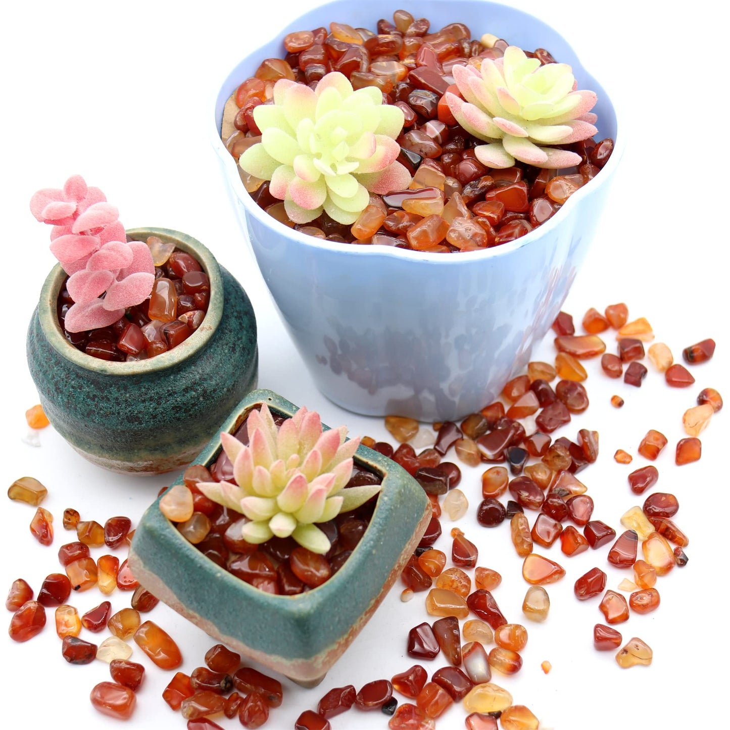 Premium Pebbles Agate Stone. Polished Natural Red Agate Pebbles. 3/8 Inch - 2 lbs. Red Color. for Succulents, Pots, Plants, Crafting, Vase Fillers (XSM (0.375 Inch), Agate - RED Polished, 2)