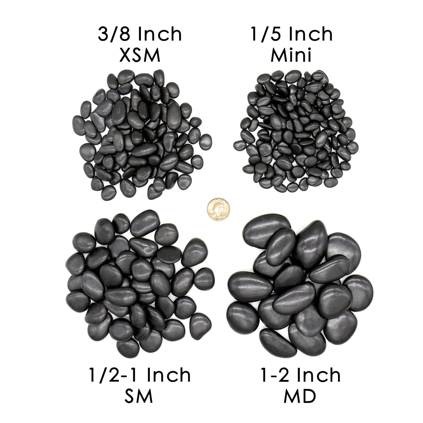 Premium Pebbles Black Rocks for Plants. Black Decorative Polished Pebbles. 1/5 Inch – 10 lbs. for Plants, Garden, Landscaping, Vase fillers, Succulents, pots (Mini (0.2 Inch), Black -Polished, 10)