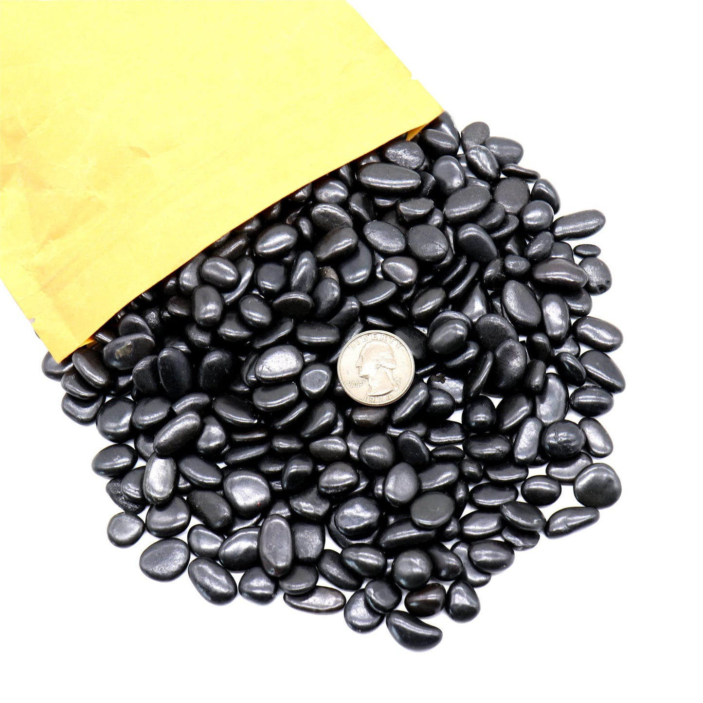 Premium Pebbles Black Rocks for Plants. Black Decorative Polished Pebbles. 1/5 Inch – 10 lbs. for Plants, Garden, Landscaping, Vase fillers, Succulents, pots (Mini (0.2 Inch), Black -Polished, 10)